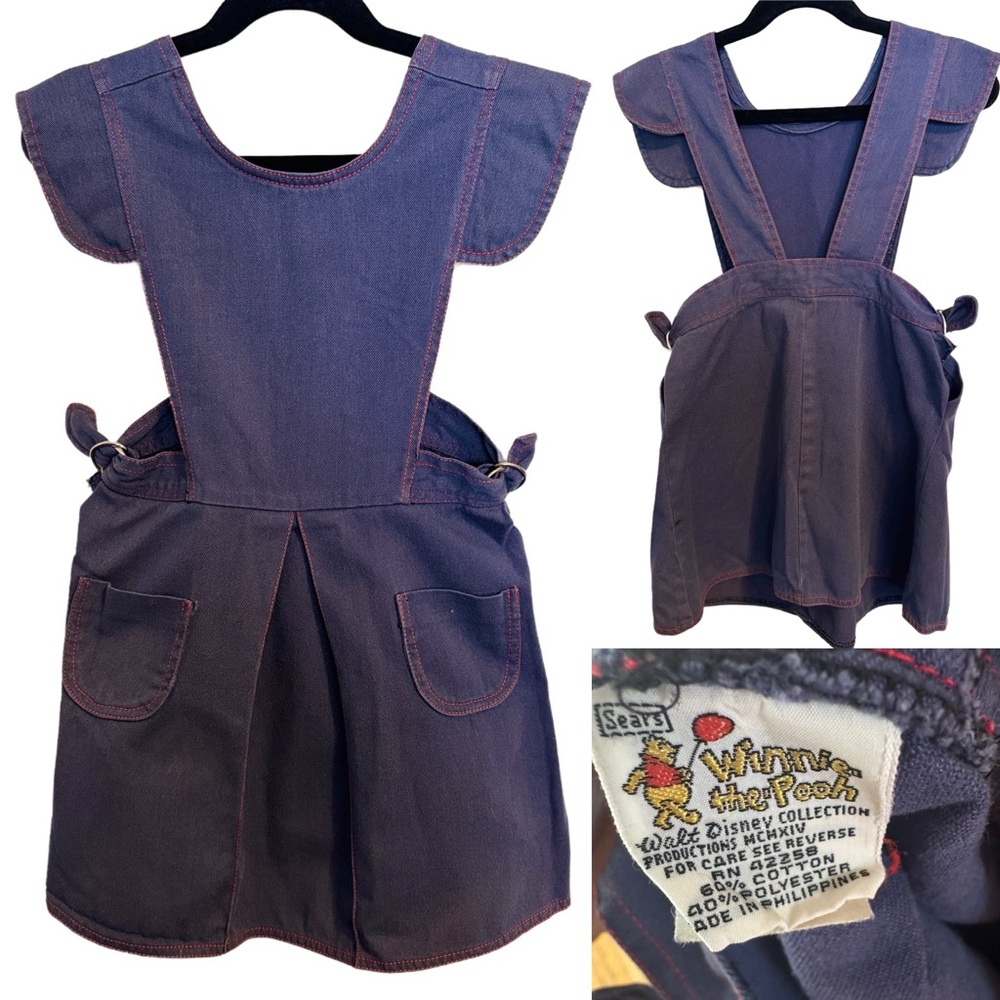Vintage Sears Winnie the Pooh Disney Collection Blue Denim Jumper - size 5x